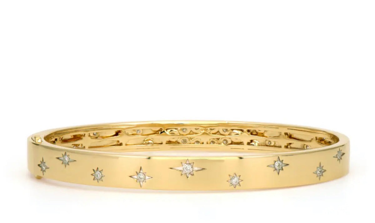 Wide Love Explosion Two-toned Bangle